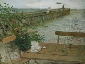 رصيف إنزال في بحيرة Starnberg. حوالي عام 1896 بواسطة فريتز فون Uhde