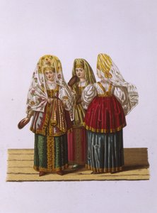 أزياء النساء والعذراء من تفير من سلسلة ملابس الدولة الروسية ، 1851