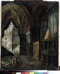 في كاتدرائية (في كاتدرائية). لوحة لفيودور ياكوليفيتش أليكسيف (1753-1824). زيت على قماش ، 35.5 × 30.5 سم
