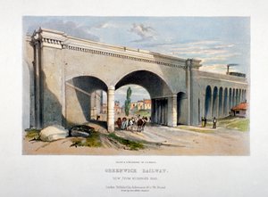 جسر سكة حديد لندن وغرينتش فوق طريق نيكينجر ، بيرموندسي ، لندن ، 1836. بواسطة جي إف براج