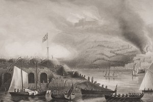 اقتحام سان سيباستيان ، 31 أغسطس 1813 ، صورة توضيحية من "معارك إنجلترا عن طريق البحر والبر" بواسطة الملازم. العقيد ويليامز (النقش)