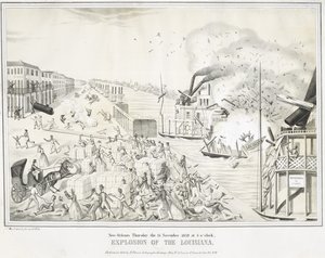 نيو أورلينز الخميس 15 نوفمبر 1849 في الساعة الخامسة ، انفجار لويزيانا ، ج. 1849 (الطباعة الحجرية الملونة) بواسطة (بعد) تولتي