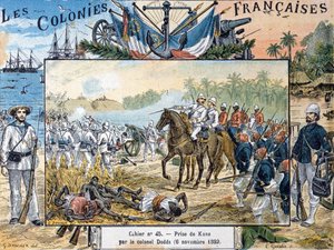 حصار كانا من قبل الجنرال ألفريد أميدي دودز (1842-1922) 6 نوفمبر 1892 ، منقوش بواسطة إل. جيزلر