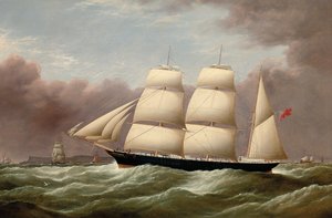The Barque Alfred Hawley قبالة Skerries في طريقها إلى ليفربول ، 1860 بواسطة G. Dell