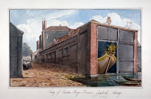 City of London Barge House ، Bishop's Walk ، Lambeth ، لندن ، 1825 بواسطة جي ييتس