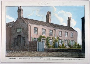 Drapers 'Almshouses ، New Kent Road ، ساوثوارك ، لندن ، 1825 بواسطة جي ييتس