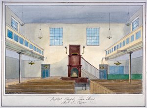 منظر Inteiror لـ Lion Street Baptist Chapel ، قبالة طريق نيو كينت ، ساوثوارك ، لندن ، 1826 بواسطة جي ييتس
