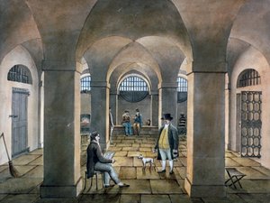 منظر داخلي في سجن هورسمونجر لين ، طريق الاتحاد ، ساوثوارك ، لندن ، c1826 بواسطة جي ييتس