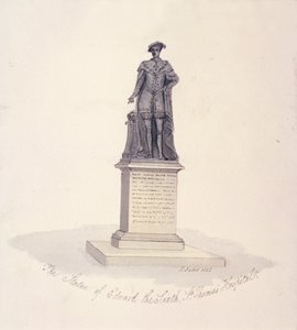 تمثال إدوارد السادس في مستشفى سانت توماس ، ساوثوارك ، لندن ، 1825 بواسطة جي ييتس