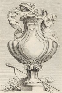 تصميم لمزهرية بها فن وحورية ، من كتاب المزهريات Livre de Vases ، اللوحة 1 ... ، 1742-50.