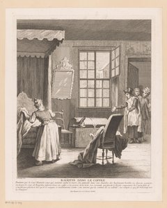 التقى Slaapkamerinterieur مع Ragotin في een kist ثرثرة في الجذع (العنوان على الشيء) مشاهد من رومان كوميك فان سكارون (عنوان المسلسل)