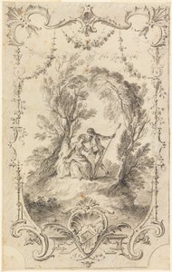 The Eagar Shepherd (الرسم التحضيري للوحة 247 في L&39;Oeuvre gravé de Watteau ، 1739)