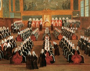 مجلس بريجادي في قصر الدوق ، بقلم غابرييل بيلا (1730-1799) ، التفاصيل بواسطة غابرييل بيلا