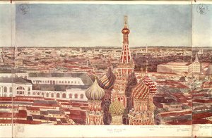 بانوراما موسكو ، تصور كاتدرائية سانت باسيل ، 1819 (مرحاض على ورق) (انظر 170139-170146)