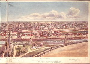 بانوراما موسكو ، تصور جدران الكرملين ونهر موسكفا ، 1819 (مرحاض على ورق) (انظر 170139-170145)