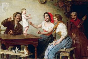 First Steps, by Gaetano Bellei (1857-1922), oil on canvas, 55x82.5 cm بواسطة غايتانو بيلي
