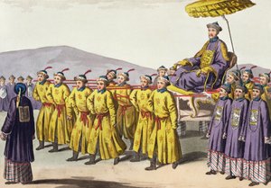 حمل الإمبراطور شين لونج في Triumph ، اللوحة 18 من Le Costume Ancien et Moderne بواسطة Jules Ferrario ، نُشرت في 1820s-30s