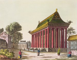 القصر الأوروبي في يوين مينغ يوان ، رسم توضيحي من Le Costume Ancien et Moderne بقلم جوليو فيراريو ، تم نشره في 1820s-30s