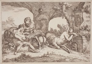 تشيرون إلى تعليم الموسيقى لأخيل بواسطة Gaetano Zompini ، بعد Giovanni Benedetto Castiglione