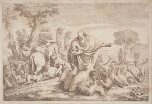 نوح يقود الحيوانات إلى الفلك بواسطة Gaetano Zompini ، بعد Giovanni Benedetto Castiglione