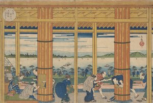 ملجأ الاستحمام على شاطئ خليج تيمبوزان ، 1838. بواسطة Gakutei