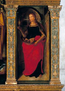 Polyptych مع المهد مع لوحات جانبية تضم القديسين بطرس وبولس وكليمنت والمجدلين (تفاصيل مريم المجدلية) بواسطة جالياتسو وأليني توماسو ط. 1505 15) كامبي