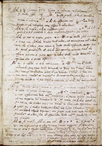 صفحة "" Sidereus Nuncius "" التي يسمي فيها الجليل النجوم الأربعة باسم Medicea Sidera أو Pianeti Medicei (Planetes mediceennes): مخطوطة لعالم الفلك والفيزيائي الإيطالي Galileo Galilei dit Galilee (1564-1642) كتبها لـ Cosimo de Medicis (C