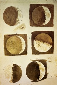 Sidereus Nuncius (Starry Messenger) with drawings of phases and surface of Moon