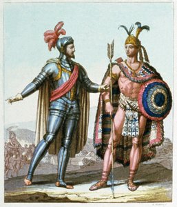 هرنان كورتيس يلتقي بمونتزوما الثاني عام 1519 بواسطة جالو غالينا