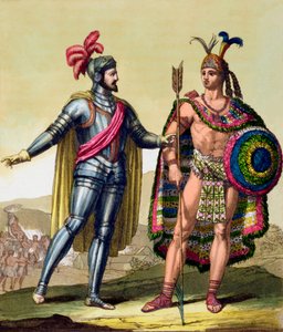 المواجهة بين هيرناندو كورتيس ومونتيزوما الثاني ، المكسيك ، 1519 حوالي 1820-1839 بواسطة جالو غالينا
