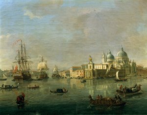 منظر لمدينة البندقية مع جيوديكا ودار الجمارك ، بقلم غاسبار فان ويتل (1652 أو 1653-1736) ، زيت على قماش ، 27 × 42 سم ، التفاصيل بواسطة غاسبار فان ويتل