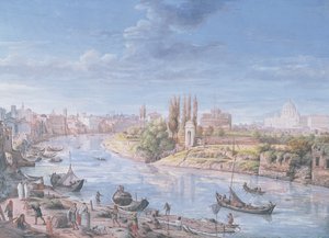 منظر لروما مع القديس بطرس وقلعة سانت أنجيلو في المسافة ، 1685 بواسطة غاسبار فان ويتل