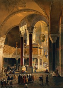 Haghia Sophia ، اللوحة 8: المعرض الإمبراطوري والمربع ، محفور بواسطة Louis Haghe (1806-85) تم نشره عام 1852
