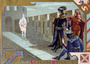 شبح الملك يظهر في هاملت ، مشهد من القانون الأول لـ "هاملت" بقلم ويليام شكسبير (1564-1616) بواسطة جاستون بوسير