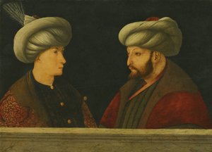 صورة السلطان محمد الثاني مع شخصية شابة