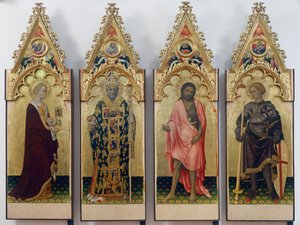 Four saints of Quaratesi Polyptych, Saint Mary Magdalene, Saint Nicholas of Bari, Saint John the Baptist, and Saint George