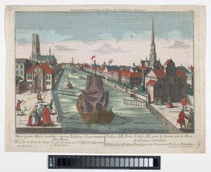 منظر لـ Wester Oude Hoofdpoort و Ooster Oude Hoofdpoort في روتردام ميناء Prospect der Ost Maas ، gegen der S.Lorenzen Kirch zu Roterdam (العنوان على الكائن) روتردام (عنوان المسلسل) بواسطة جورج بالتازار بروبست