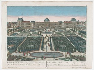 منظر لقصر التويلري في باريس من Jardin des Tuileries Gesicht des Pallasts Thuilleries genannt ، von seiten des Gartens zu Paris (العنوان على الكائن) باريس (عنوان المسلسل) بواسطة آدم بيريل