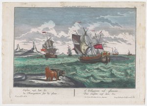 منظر لإبحار السفن على البحر الجليدي Das Seeglen auf dem Eis (العنوان على الكائن) صيد الحيتان قبالة جرينلاند (عنوان المسلسل)