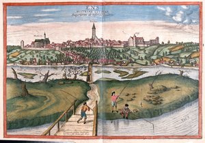 إينس، النمسا - في "Civitates Orbis Terrarum" لجورج براون، كولونيا 1617 بواسطة جورج براون