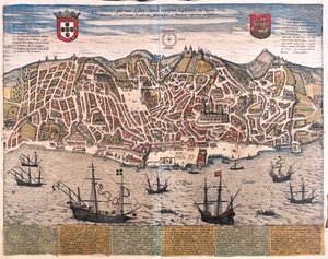 لشبونة، البرتغال - في كتاب "Civitates Orbis Terrarum" لجورج براون، كولونيا 1617 بواسطة جورج براون