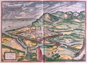 بيزارو، إيطاليا - في كتاب "Civitates Orbis Terrarum" لجورج براون، كولونيا 1617