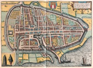 روتردام، هولندا - في كتاب "Civitates Orbis Terrarum" لجورج براون، كولونيا 1617