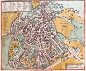 فيتشنزا، إيطاليا - في كتاب "Civitates Orbis Terrarum" لجورج براون، كولونيا 1617 بواسطة جورج براون