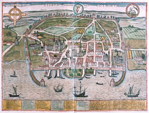 فيسبي، جزيرة غوتلاند، السويد - في "Civitates Orbis Terrarum" لجورج براون، كولونيا 1617 بواسطة جورج براون