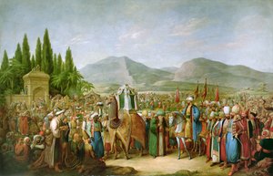 الأمير بشير شهاب الثاني ، حاكم لبنان ، تكريمًا لإبراهيم باشا ، قبل القديس جان دكر عام 1831