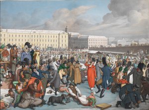 التزحلق على الجليد في المرفأ المتجمد لقناة Wiener Neustadt ، 1805.