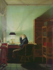 القراءة عن طريق ضوء المصباح. 1814