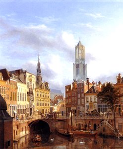أوتريخت مع Oudegracht ، 1827 زيت على قماش بواسطة جورج جيليس فان هانين