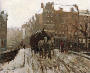 جسر فوق قناة Singel بجوار Paleisstraat ، أمستردام ، c.1895-1900